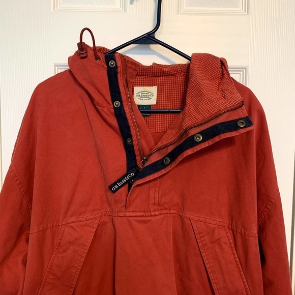 G.H Bass Red‎ Snap Zip Quarter Neck Pullover Jacket Size Large - Picture 5 of 9